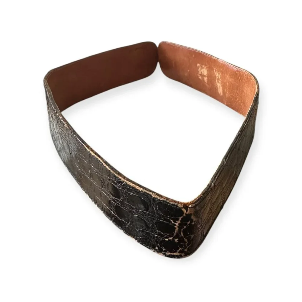 Céline “Chantilly” Crocodile Horse-Bit Belt 76 cm Late 1960s Design Italy